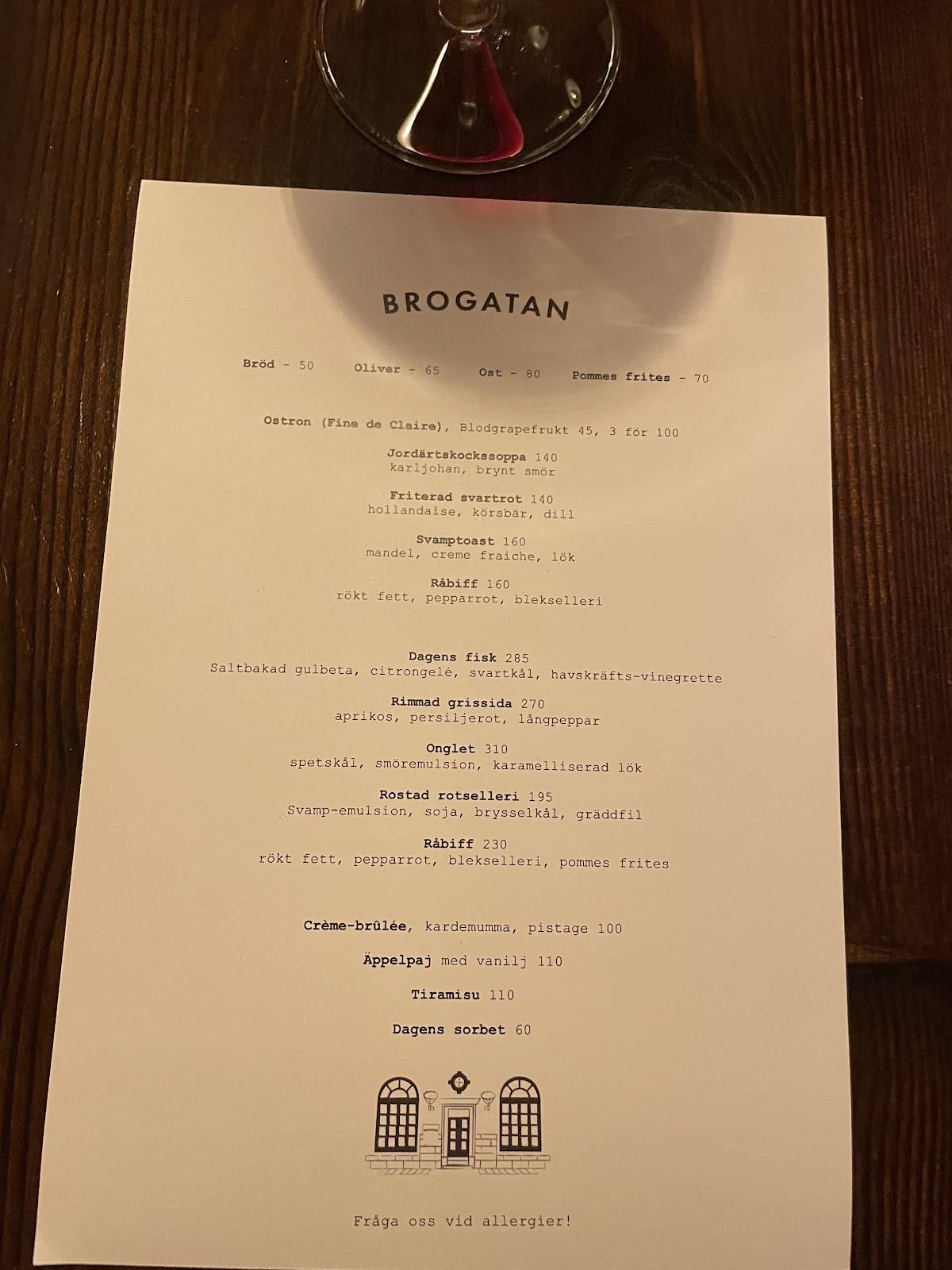 Brogatan меню