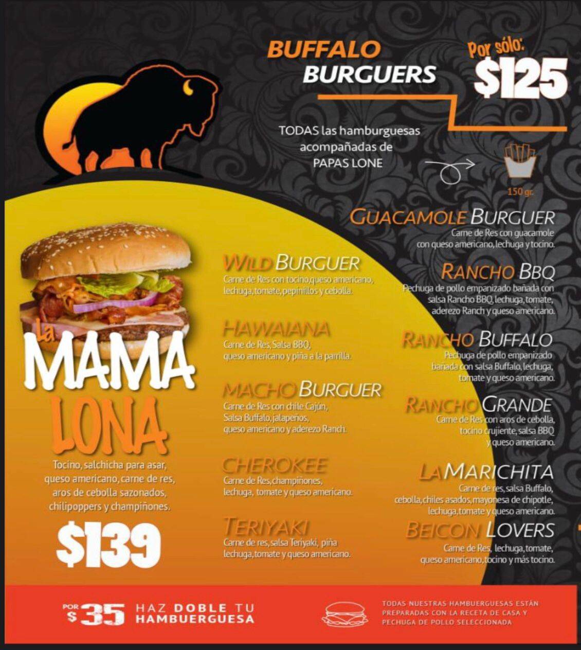 Buffalo Ranch Abasolo меню