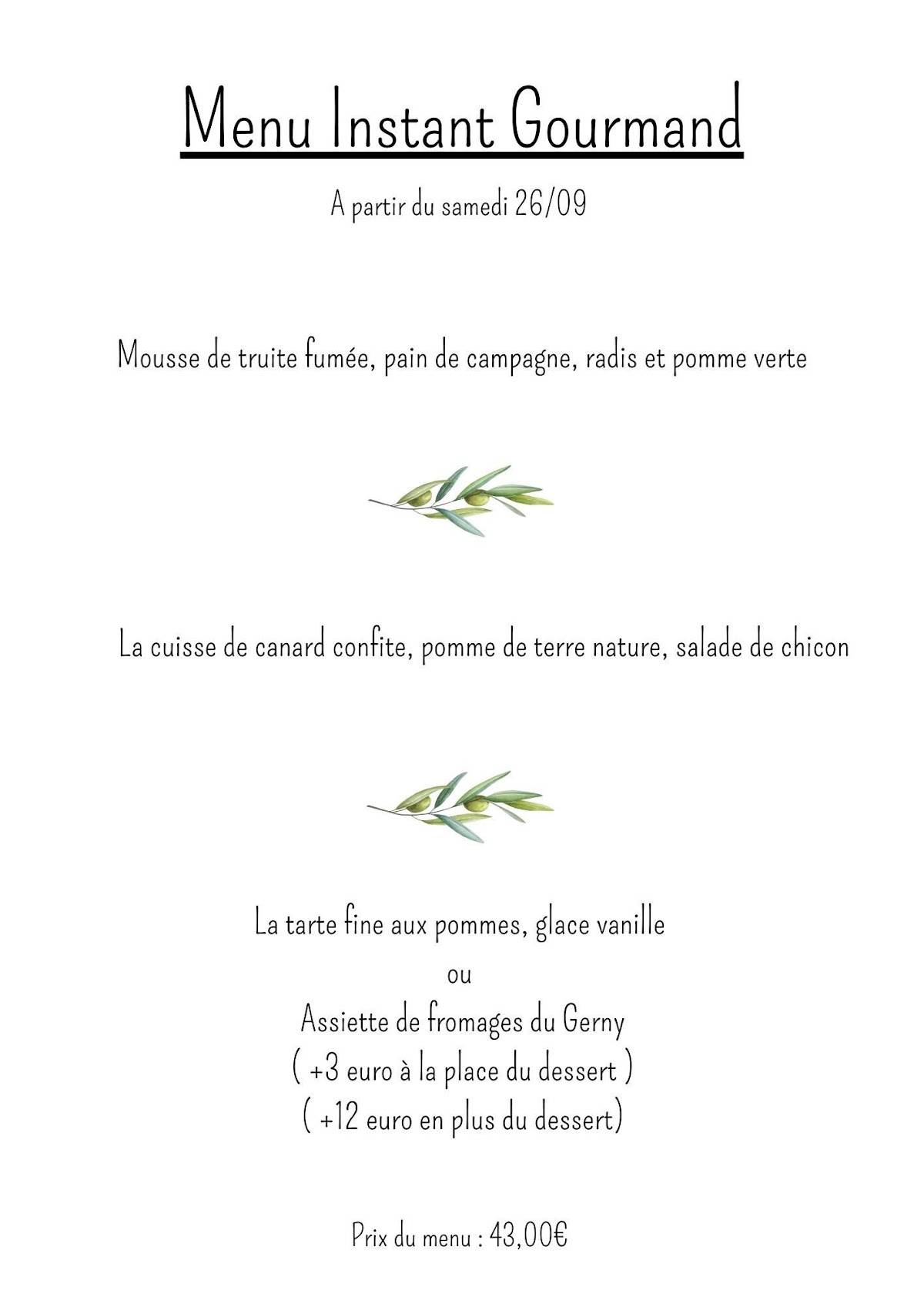 Restaurant Complément'air меню