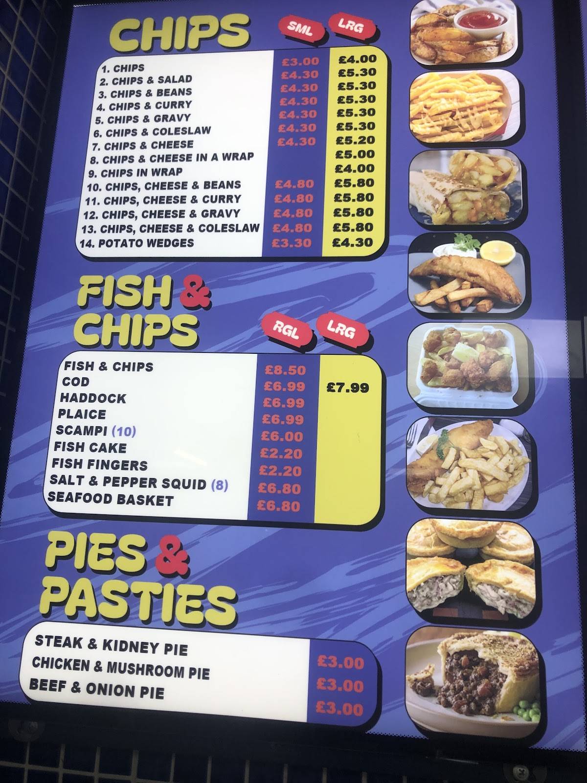 Crispy fish and chips меню