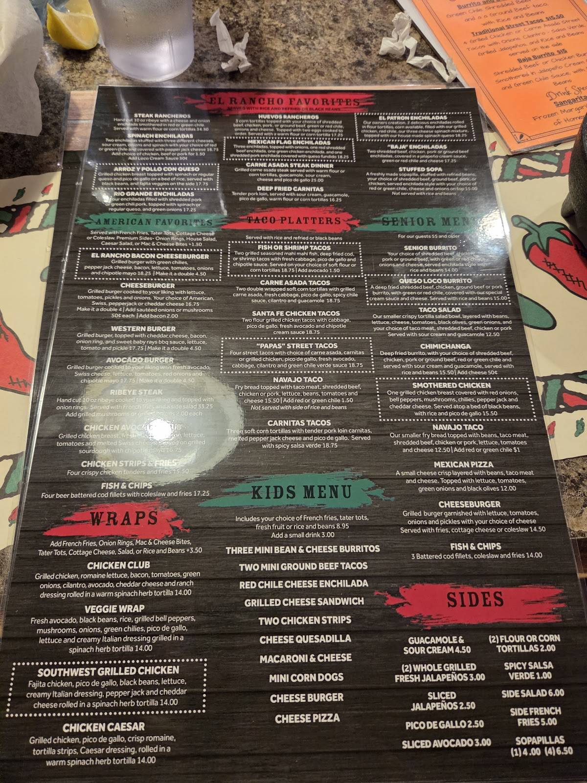 El Rancho меню