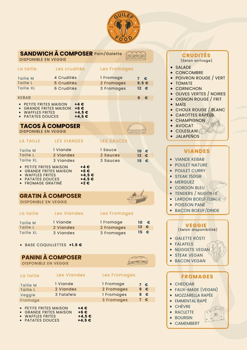 Guilef Food меню