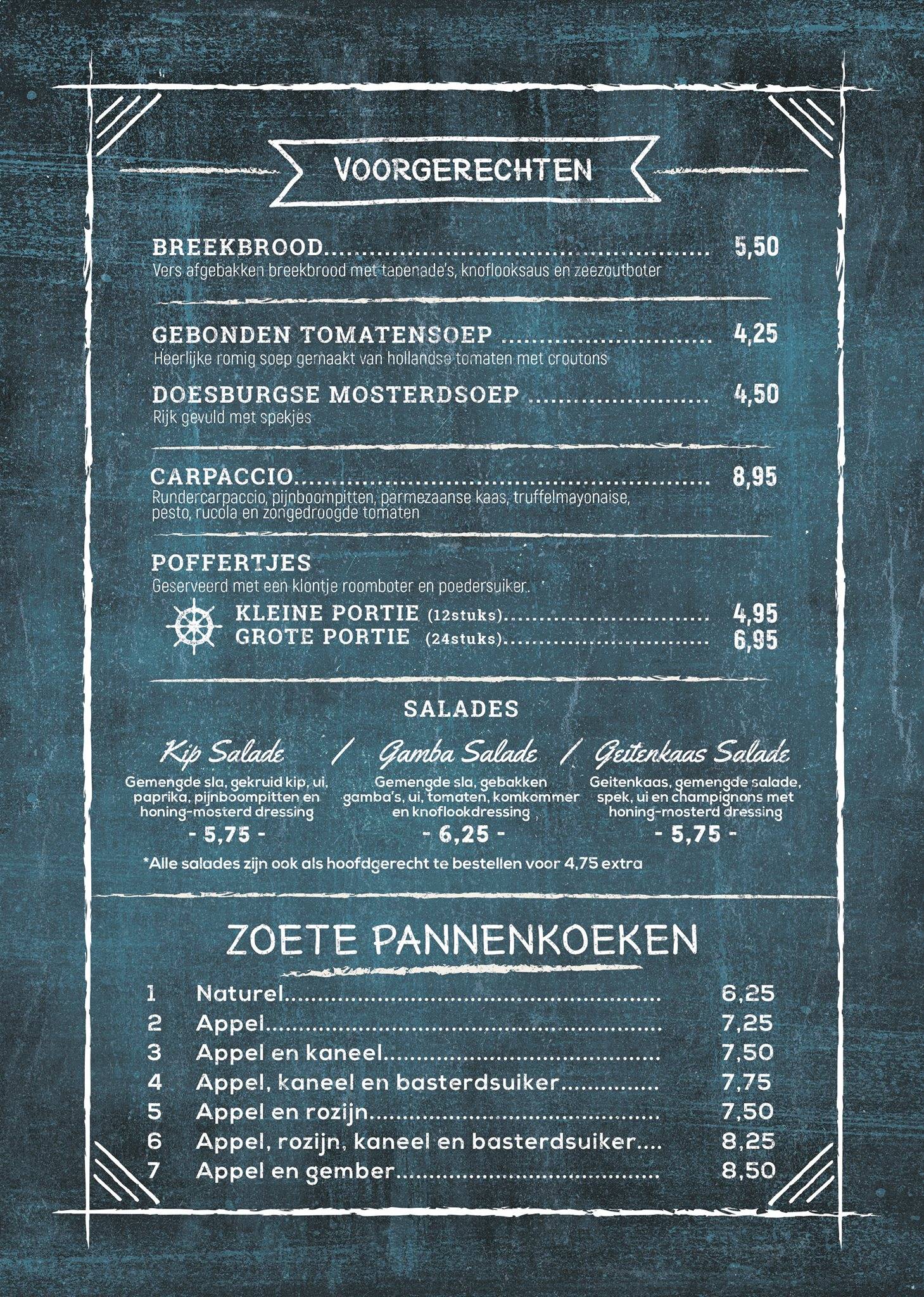 Pannenkoekschip меню