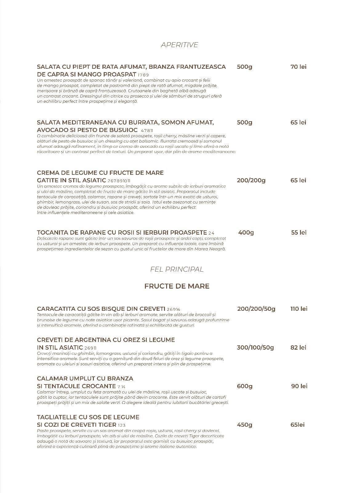Restaurant Hyperbare меню