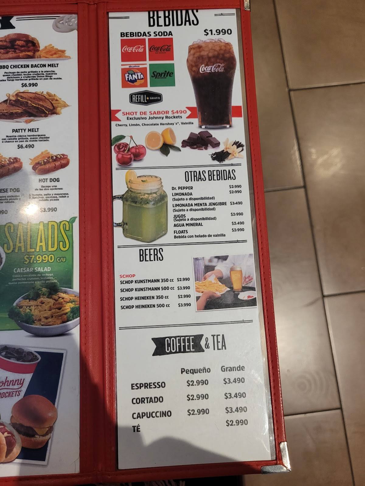 Johnny Rockets Portal centro меню