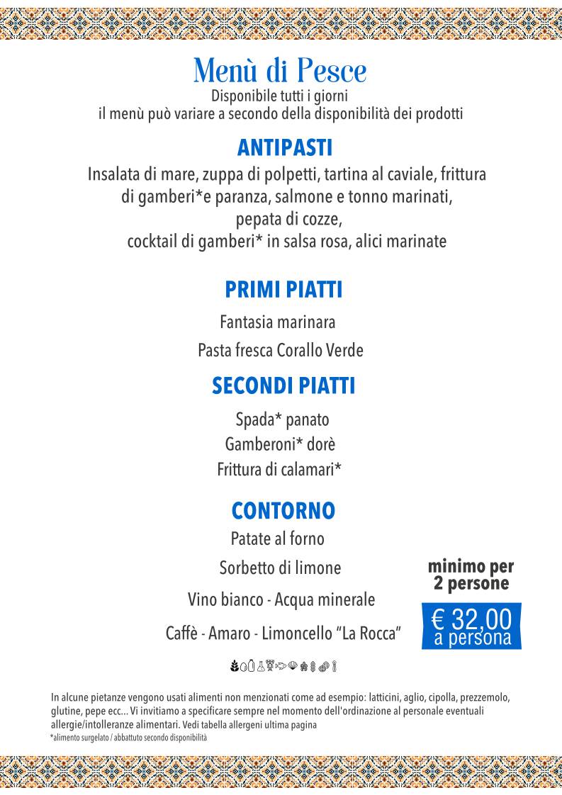 LA ROCCA ALBERGO RISTORANTE SALA RICEVIMENTI PIZZERIA меню
