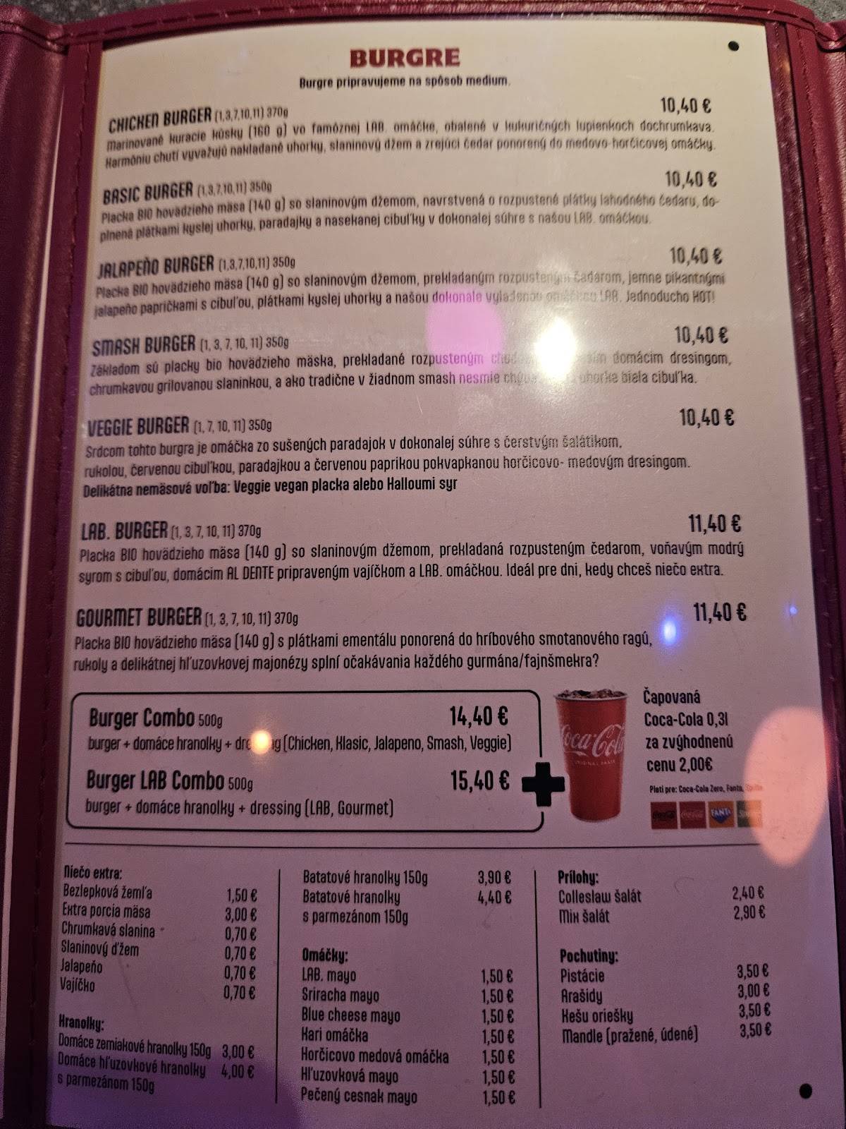 LAB. BRGR&FOOD&DRINK меню