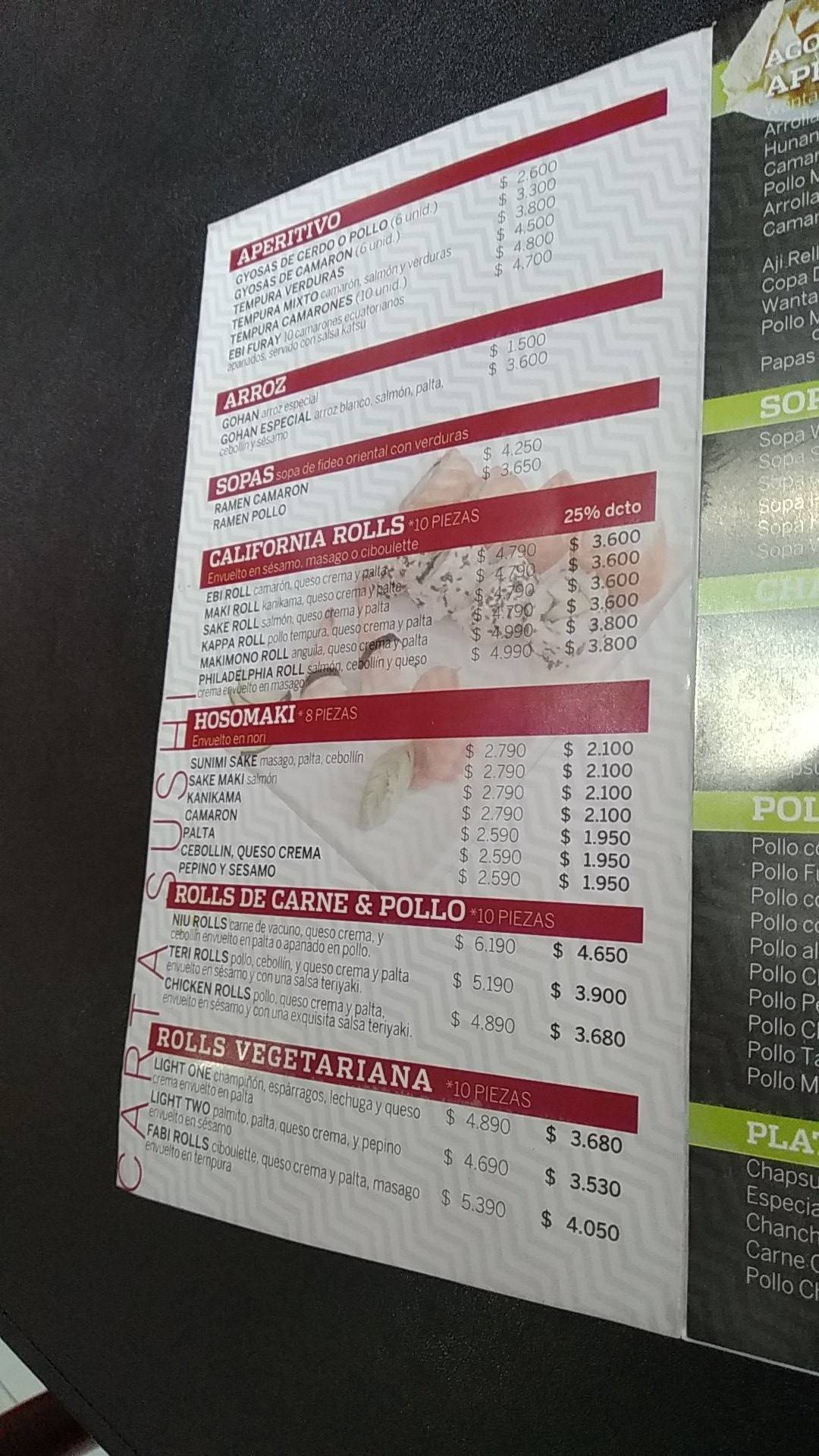 Lai y Compañía меню