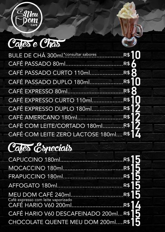 Meu Dom Café Rio Grande меню