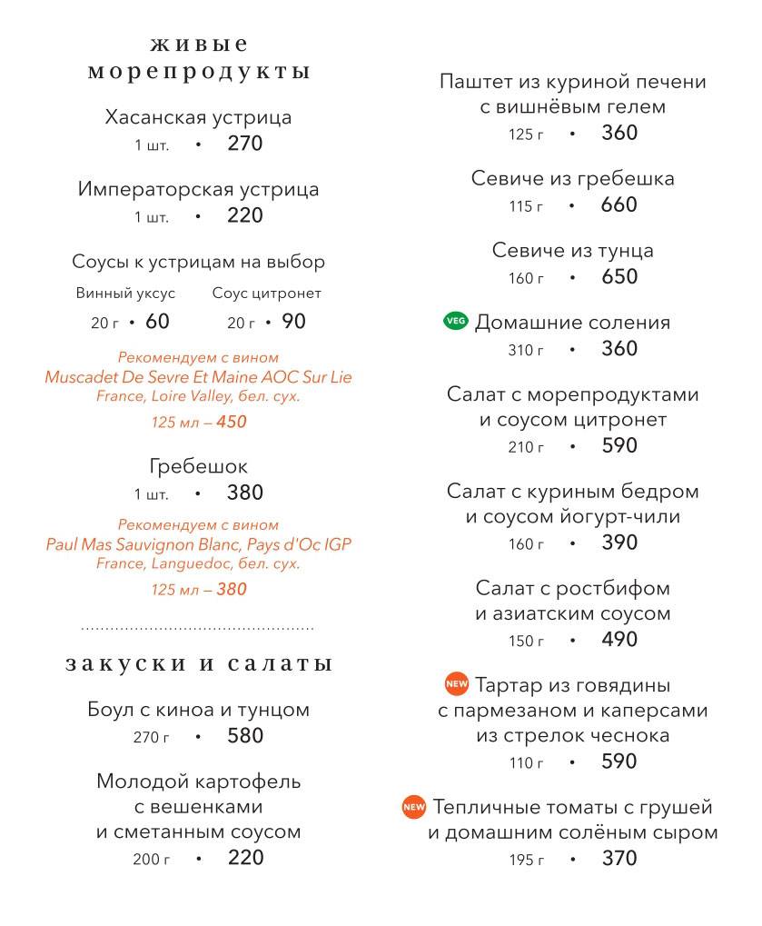 Моменты меню