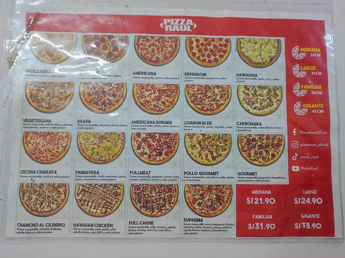 Pizza Raúl меню