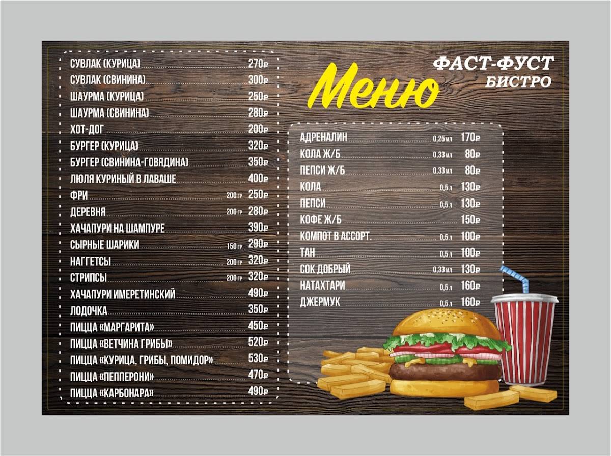 ПАЦХА меню