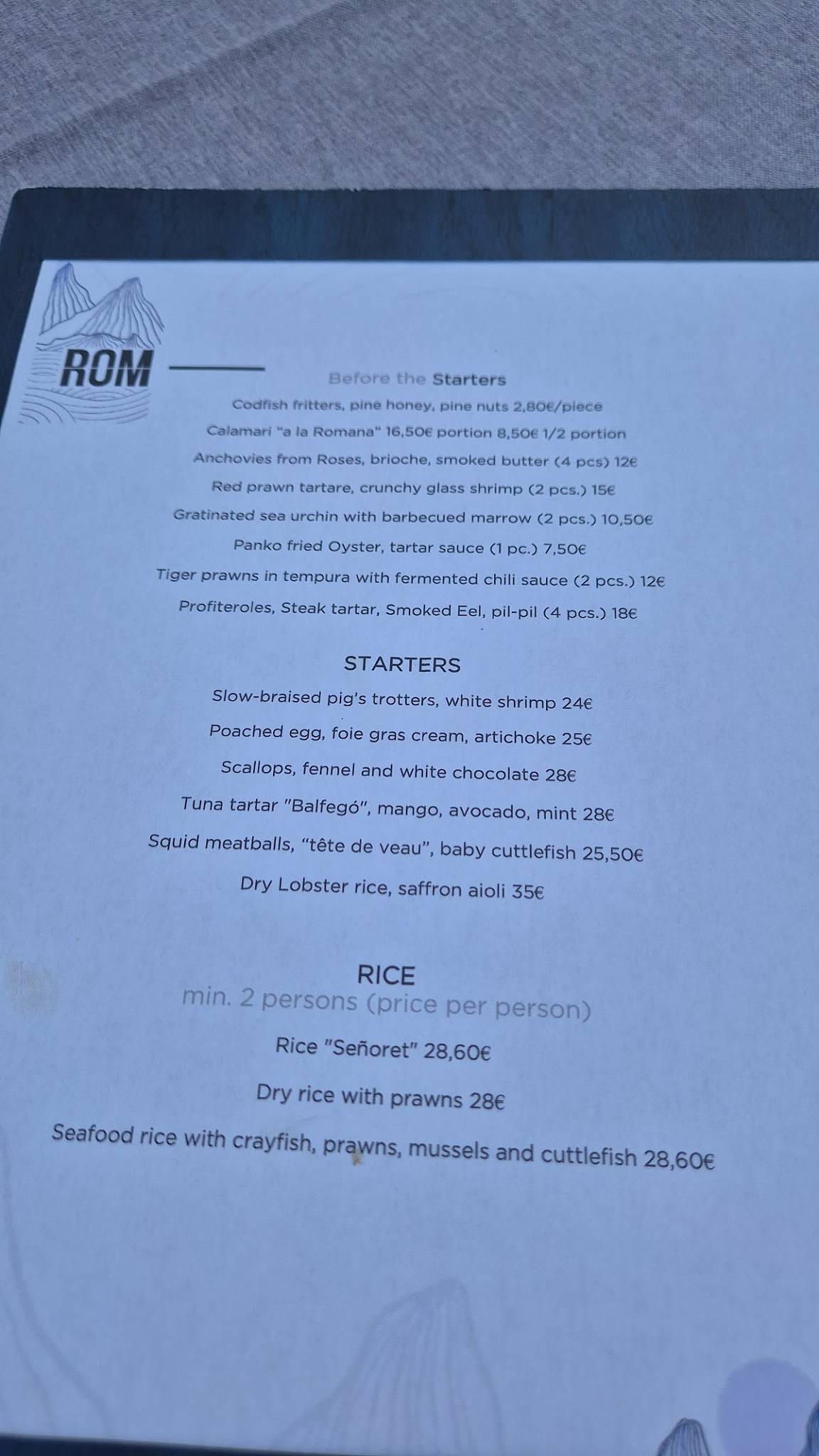 ROM Restaurant меню