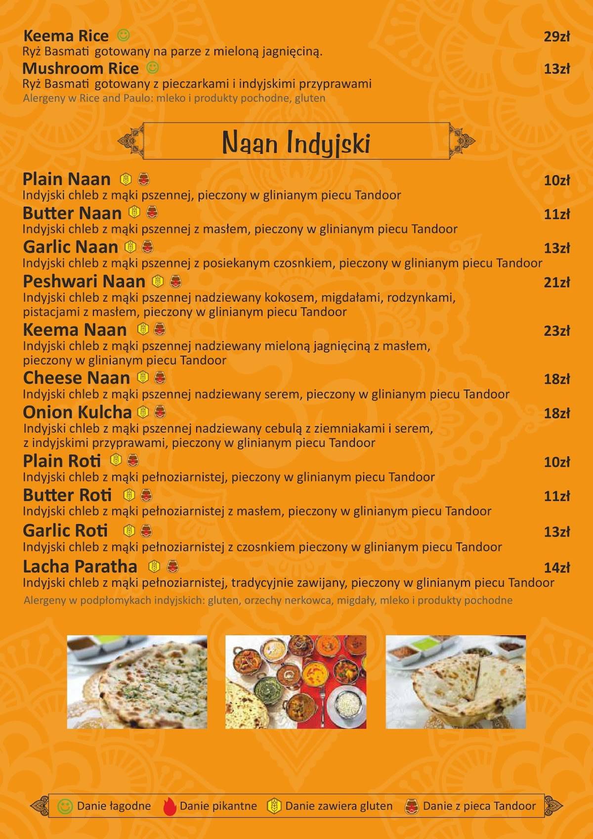 Restauracja Indyjska Rani Rzeszów меню
