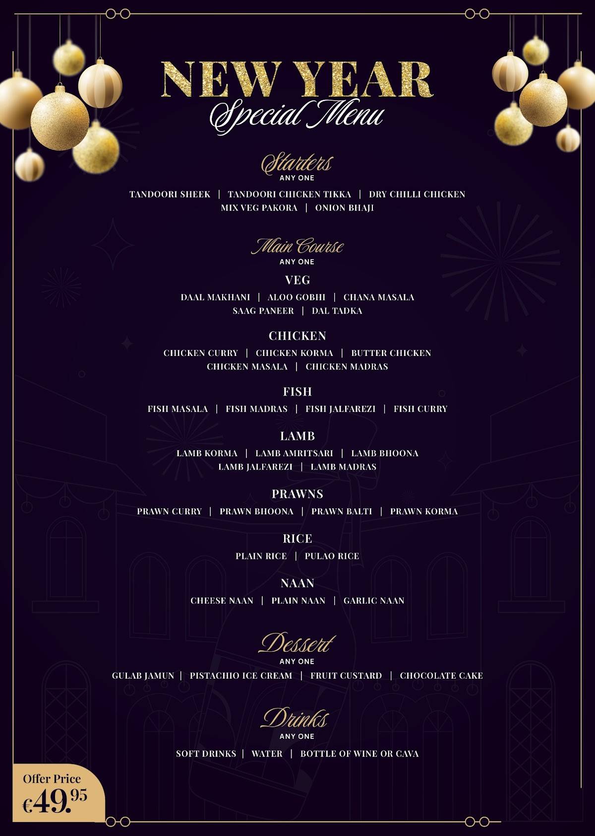 Restaurant Indian Bar & Grill меню