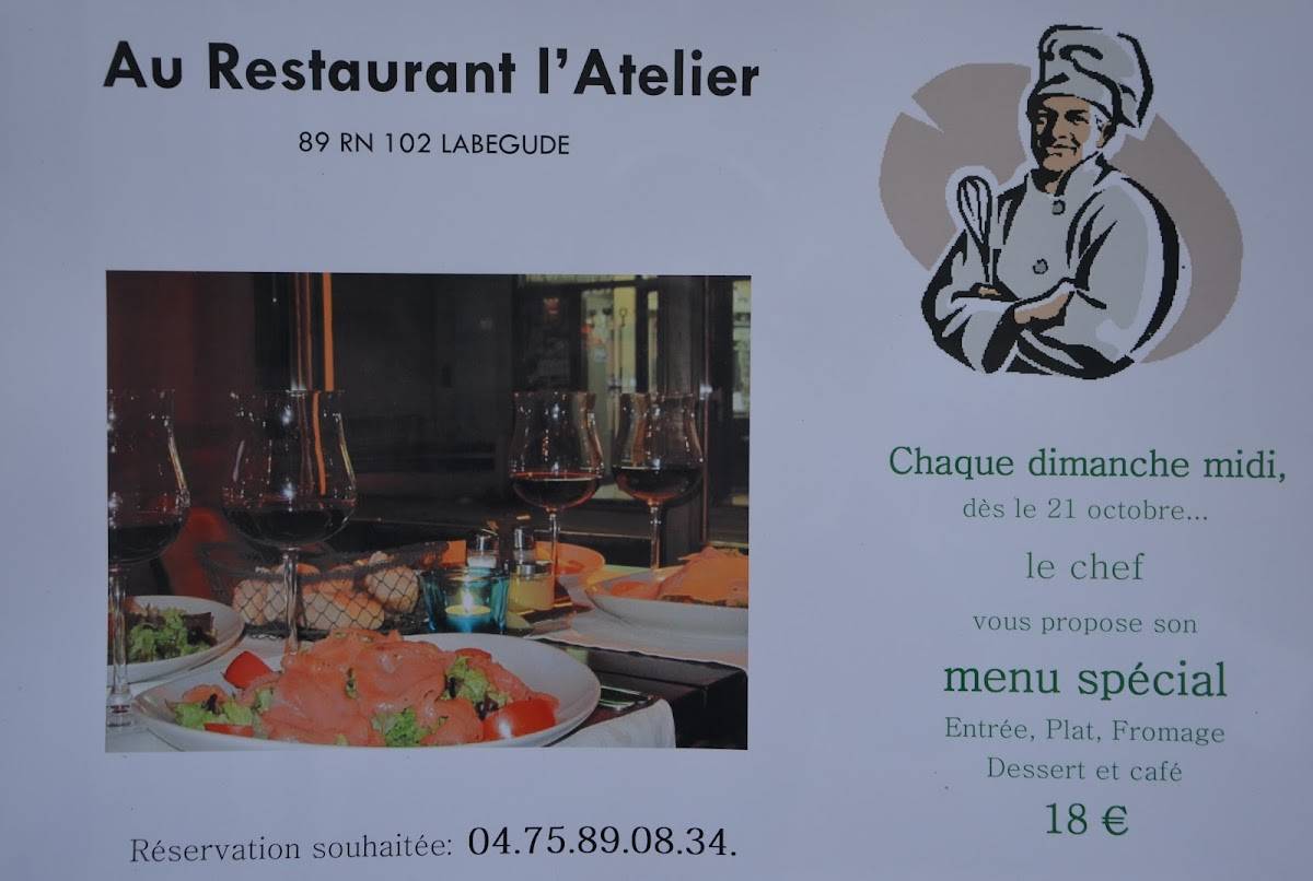 Restaurant L'Atelier меню