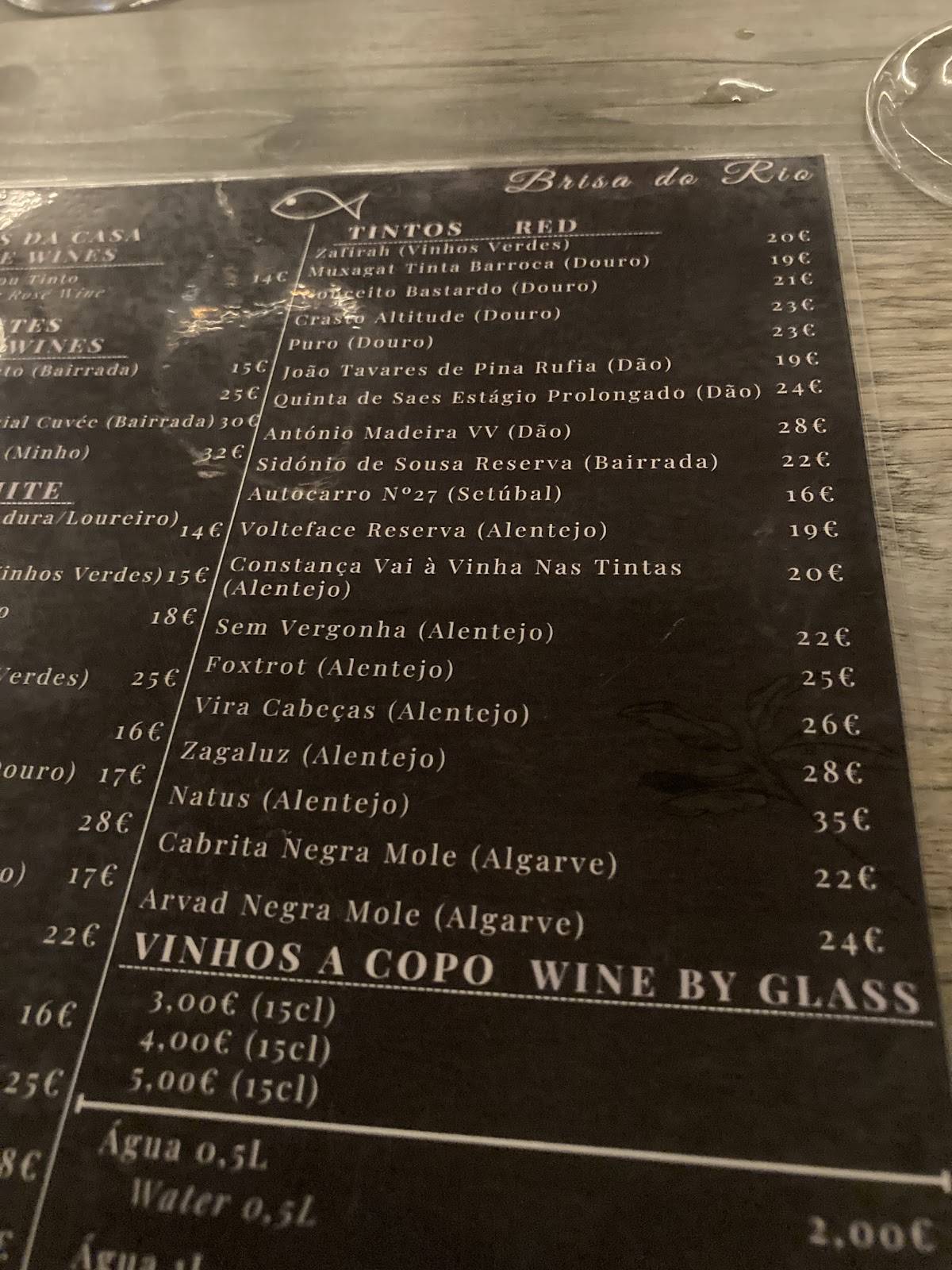 Restaurante Brisa do Rio меню
