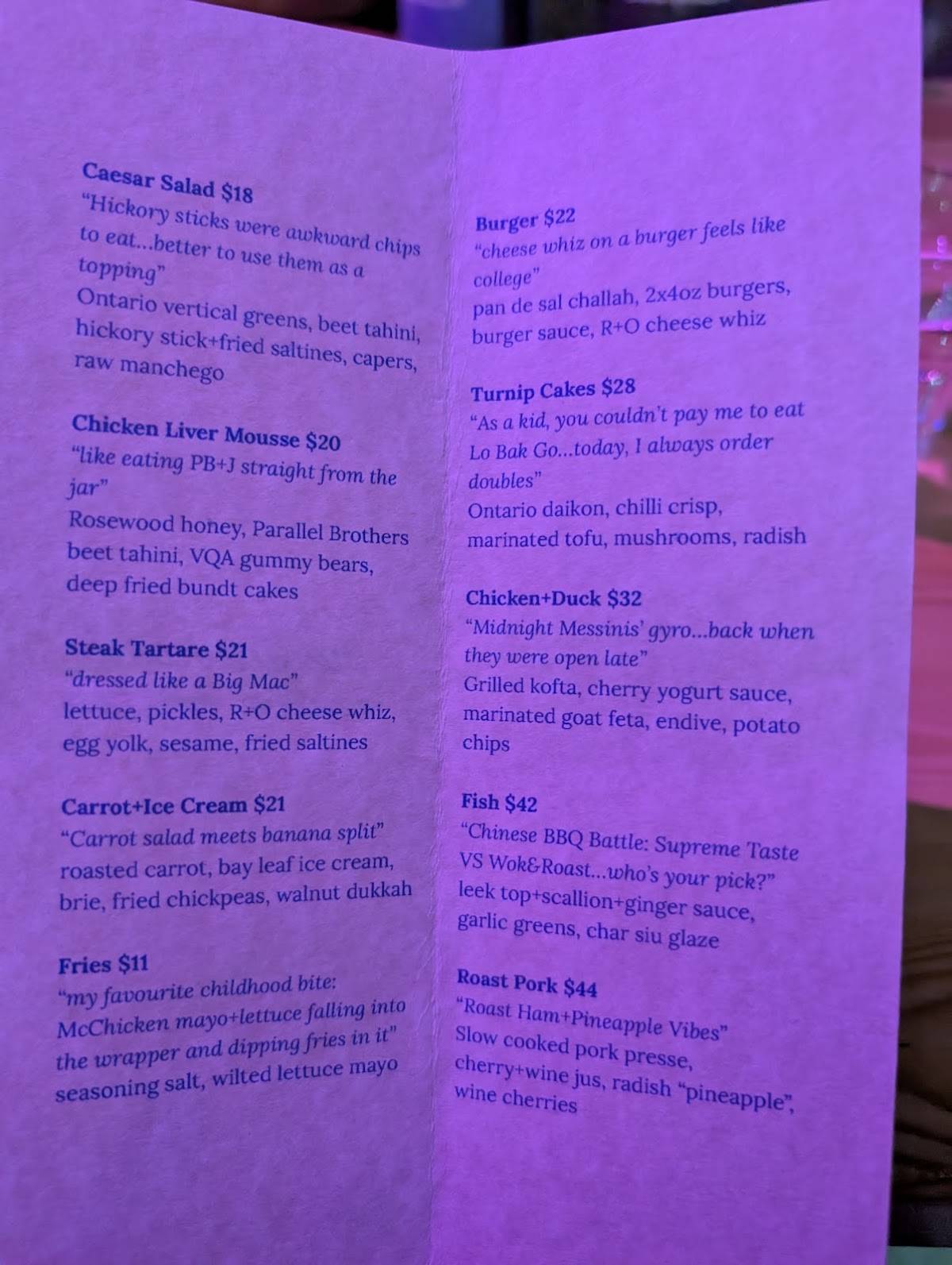 Restaurant Ricky+Olivia меню
