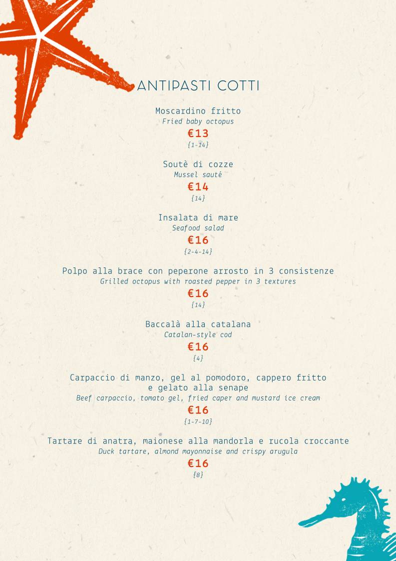 Ristorante Briseide меню