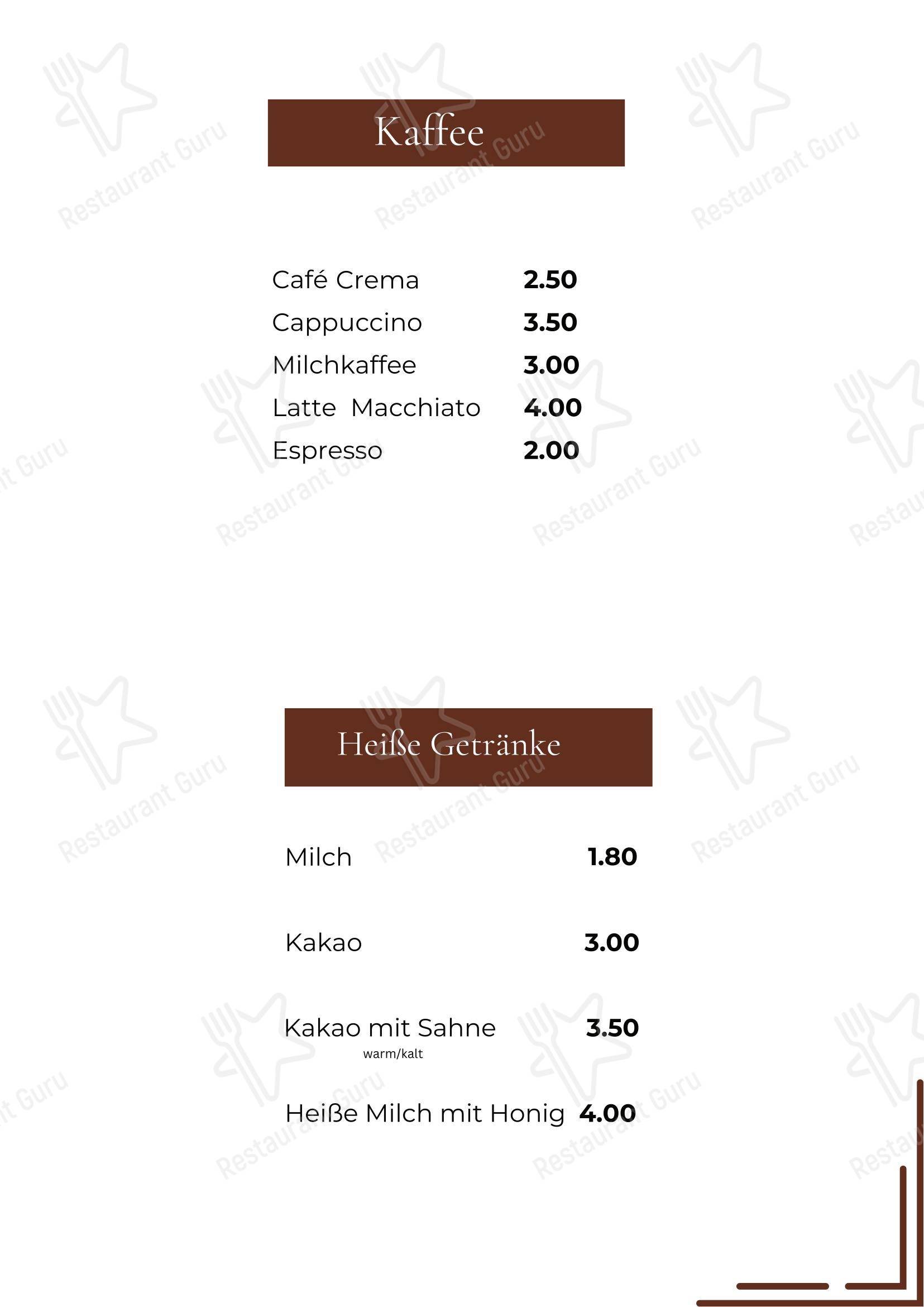 Меню ресторана Restaurant Rococo - Меню напитков