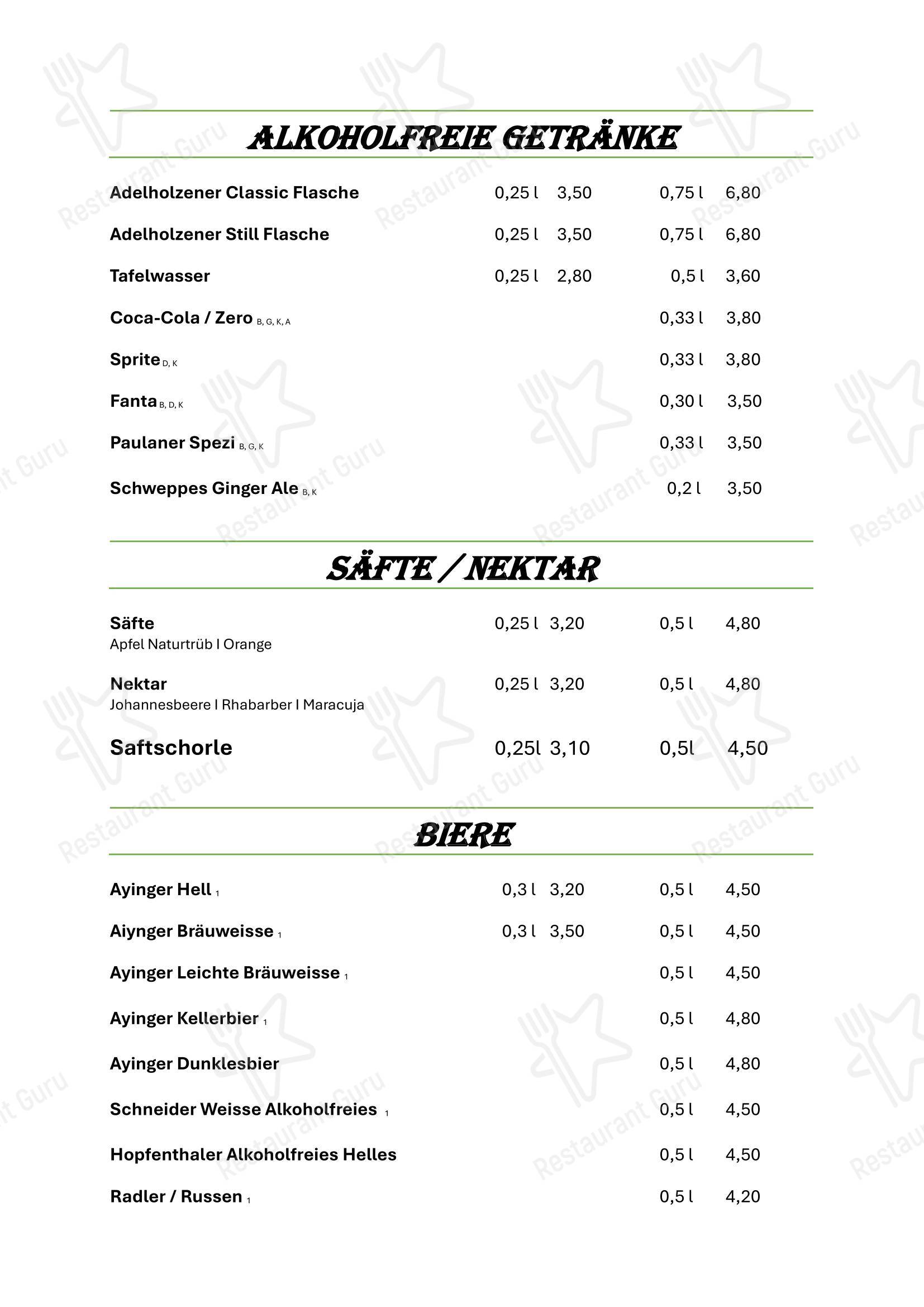 Restaurant Roots в Гильхинге - Меню напитков