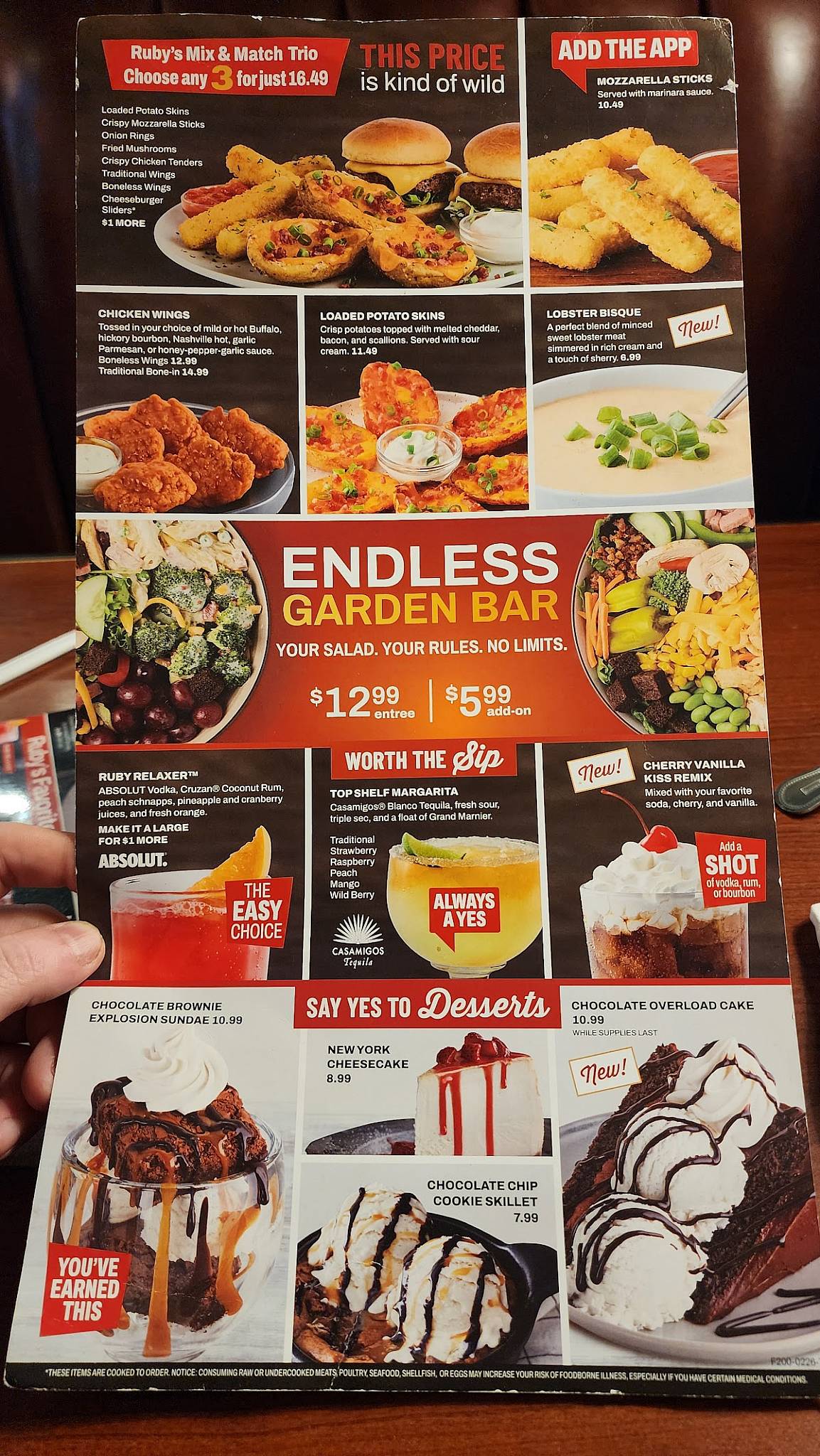 Ruby Tuesday меню