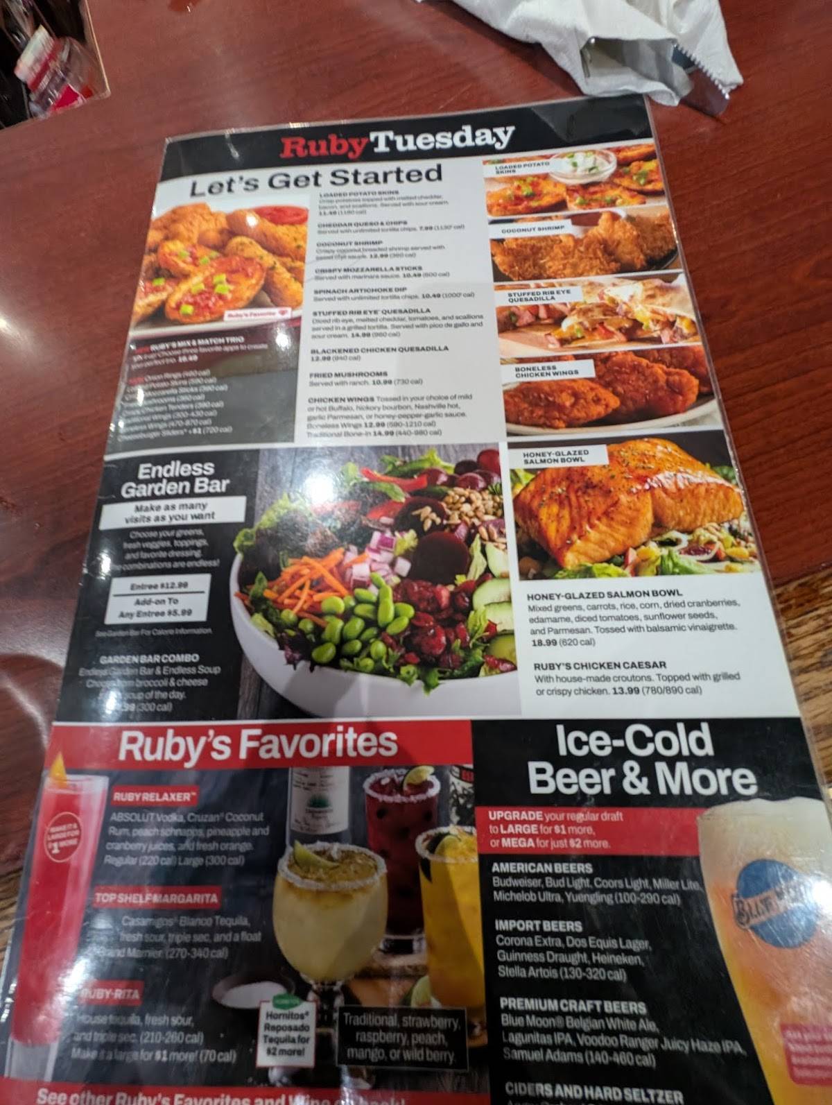 Ruby Tuesday меню