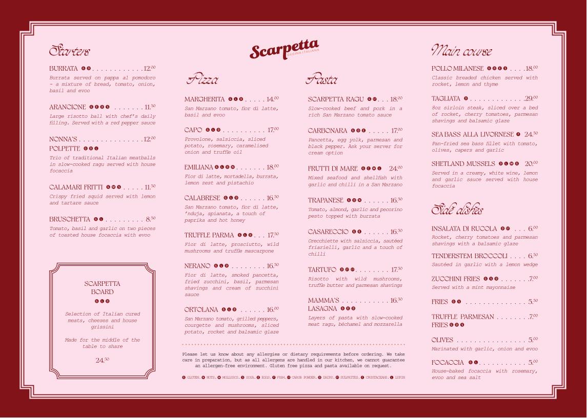 Scarpetta Edinburgh меню