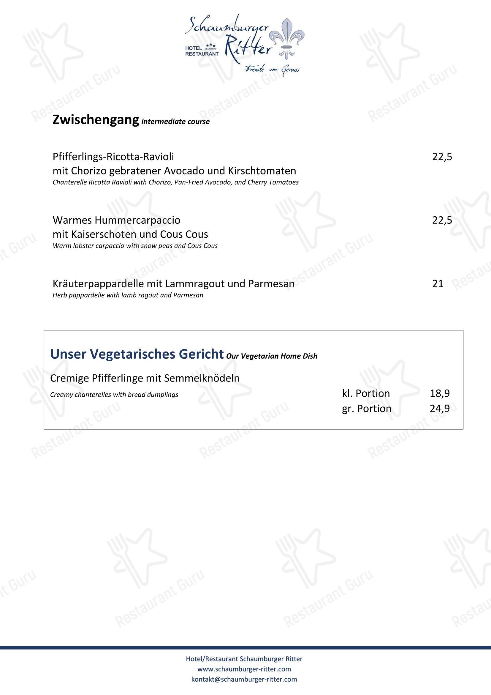 Restaurant Schaumburger Ritter в Ринтельне - Wine Menu