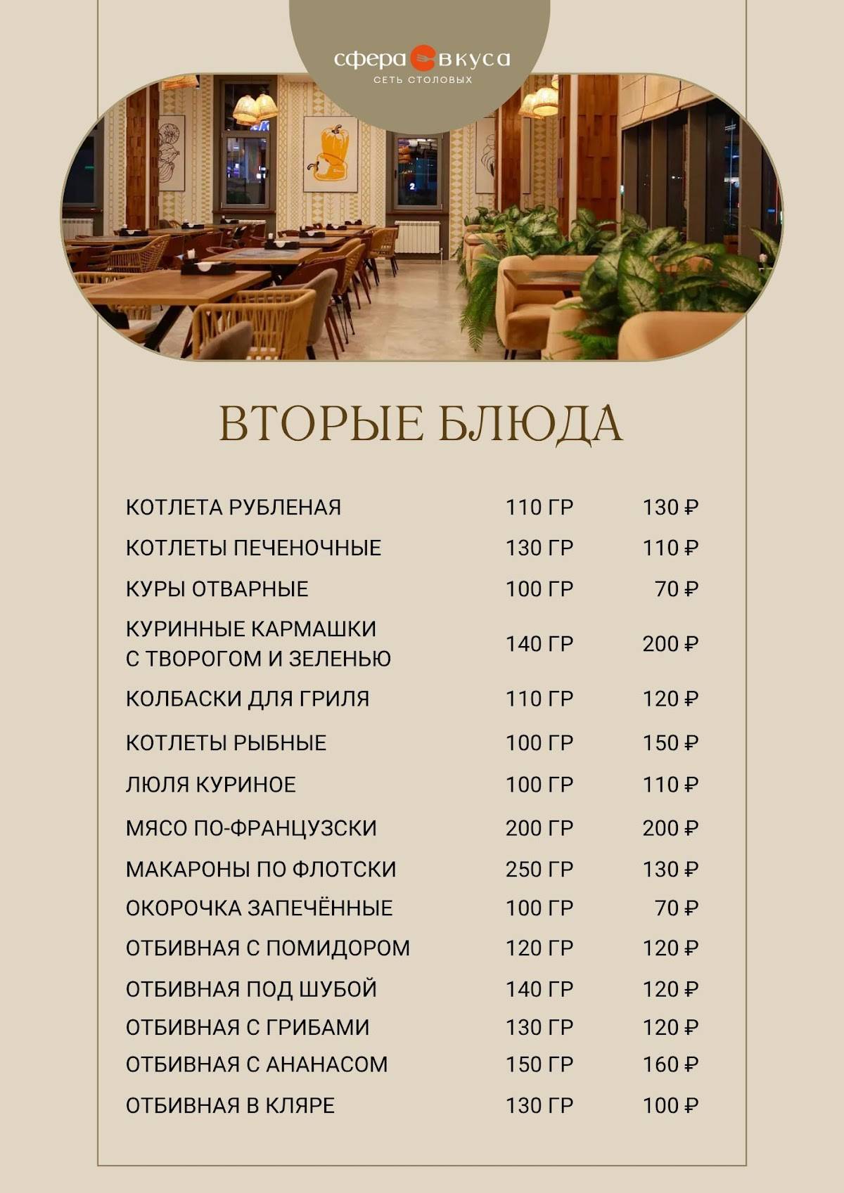 Сфера Вкуса меню