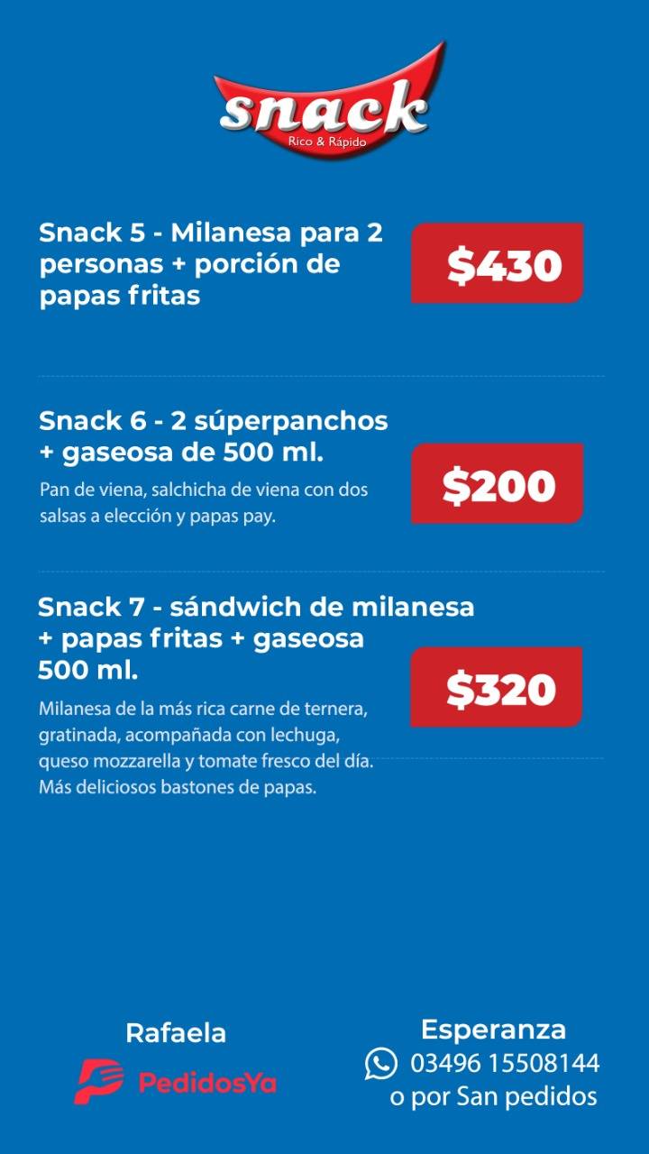 Snack Rico y Rápido меню