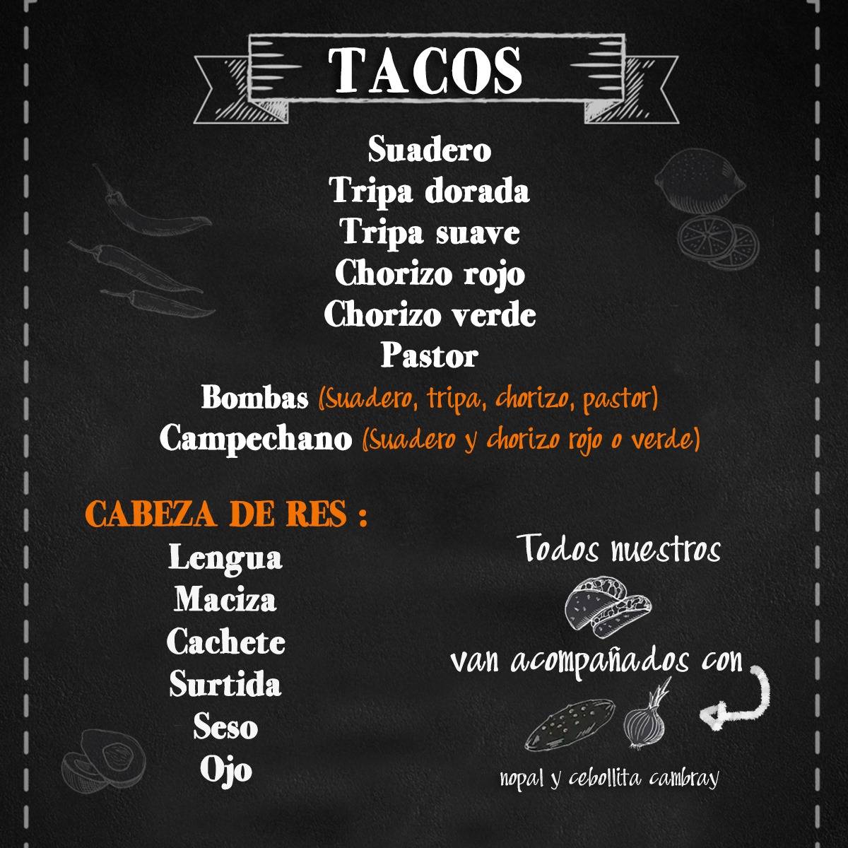 Tacos pensiones меню