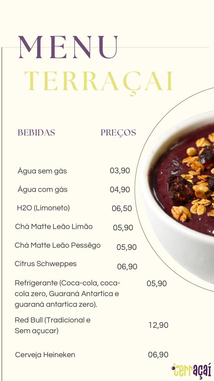 TerrAçai меню