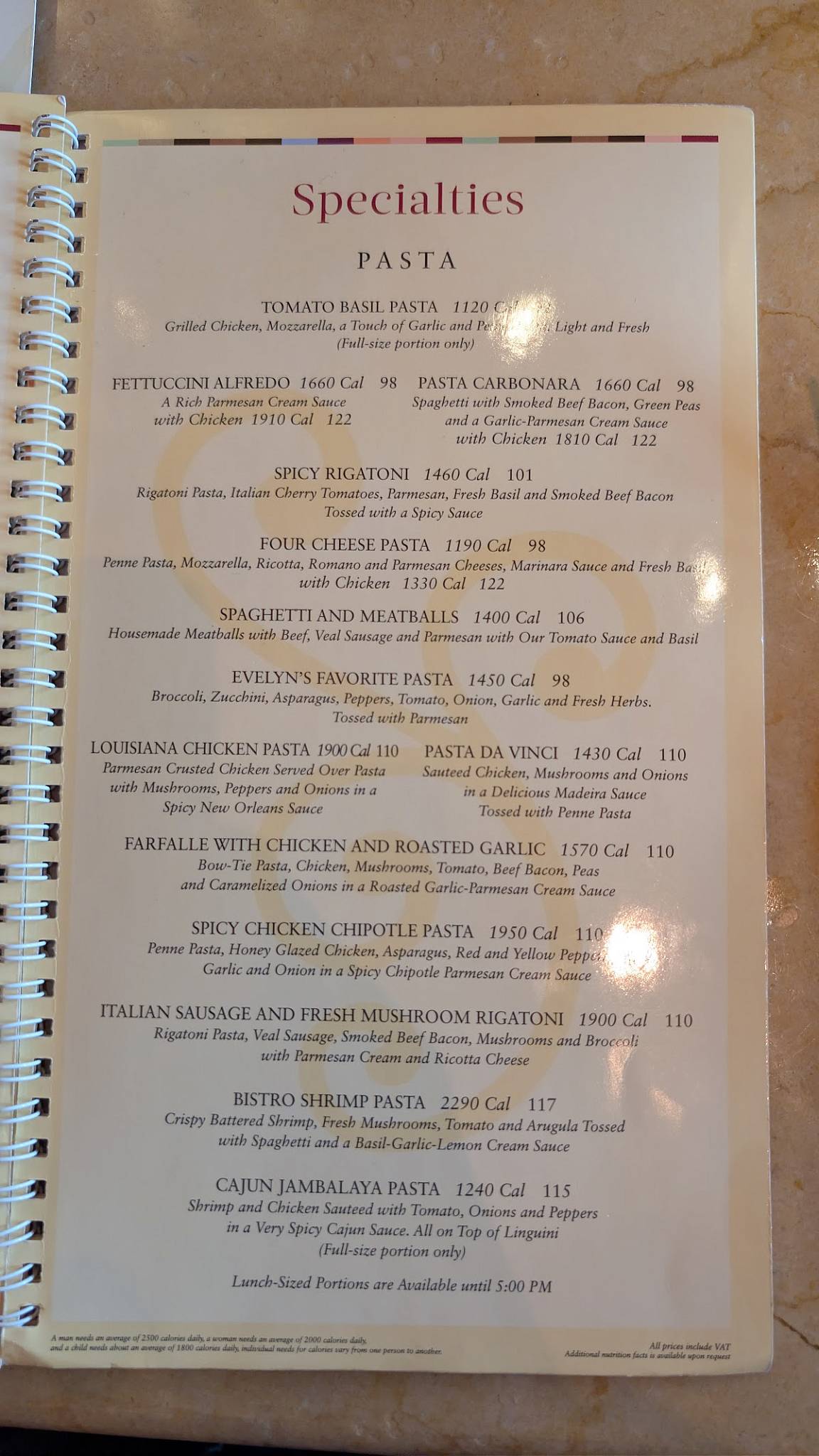 The Cheesecake Factory меню