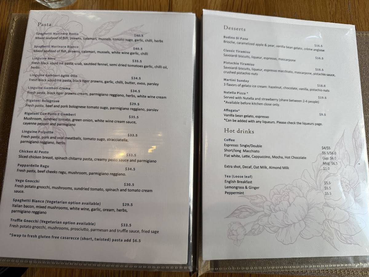 The Italian on Mends St меню