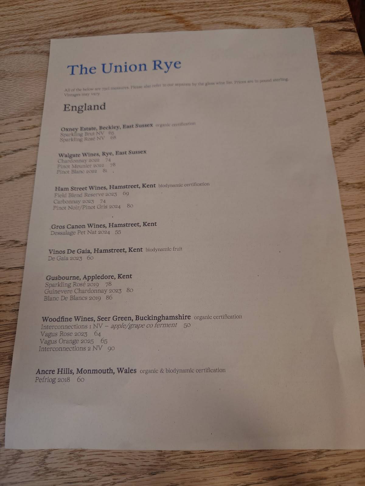 The Union Rye меню