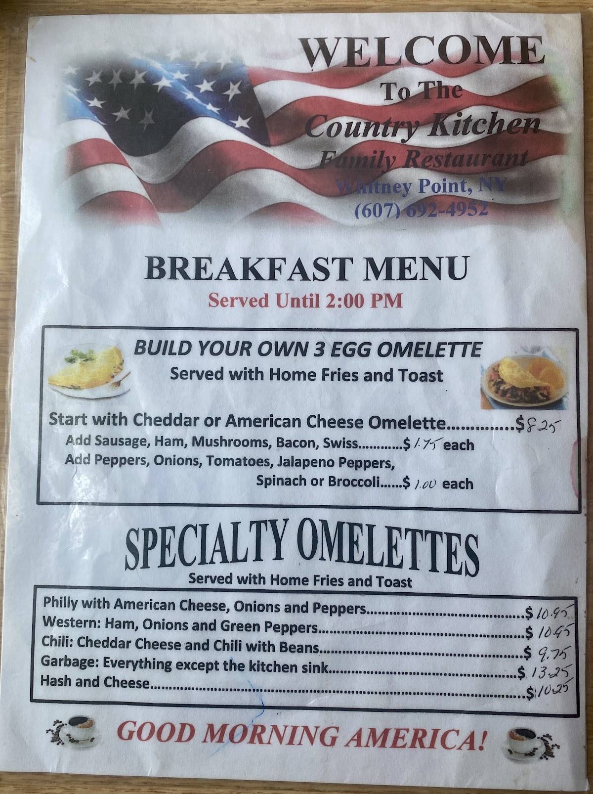 Whitney Point Country Kitchen меню