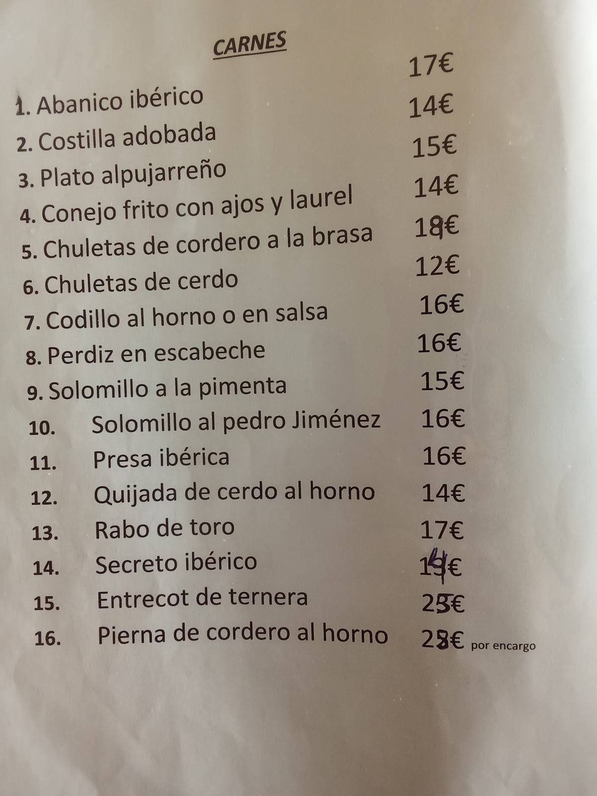 Restaurante Jaime меню