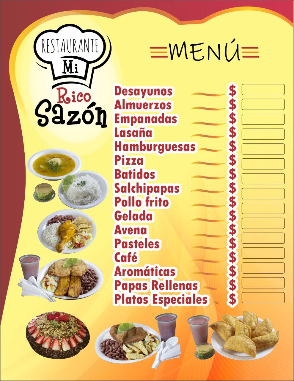 Restaurante MI RICO SAZÓN меню