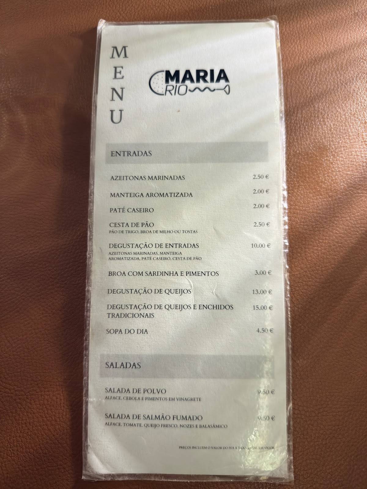 Restaurante Maria Rio меню