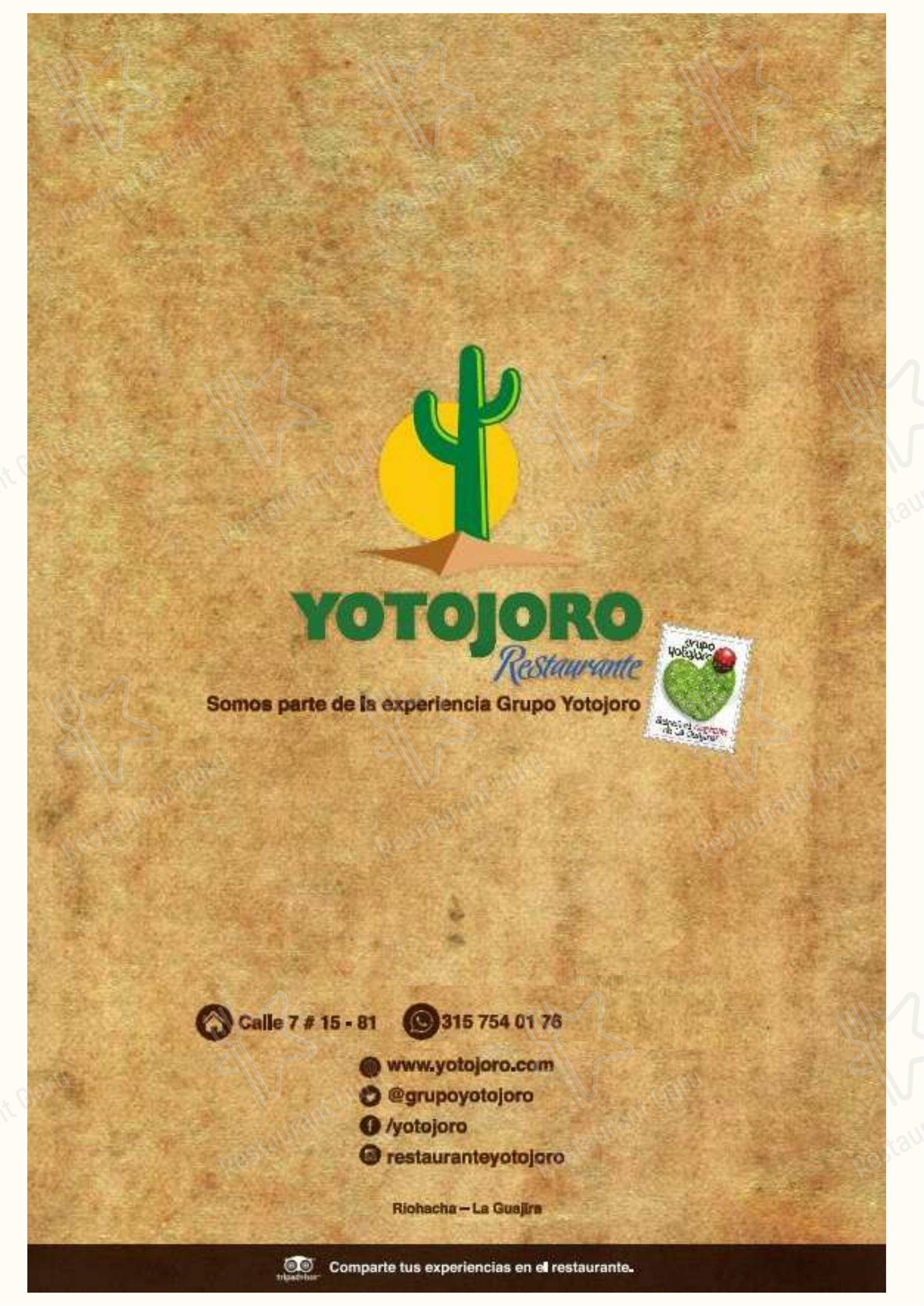 Restaurante Yotojoro в Риоаче - Меню