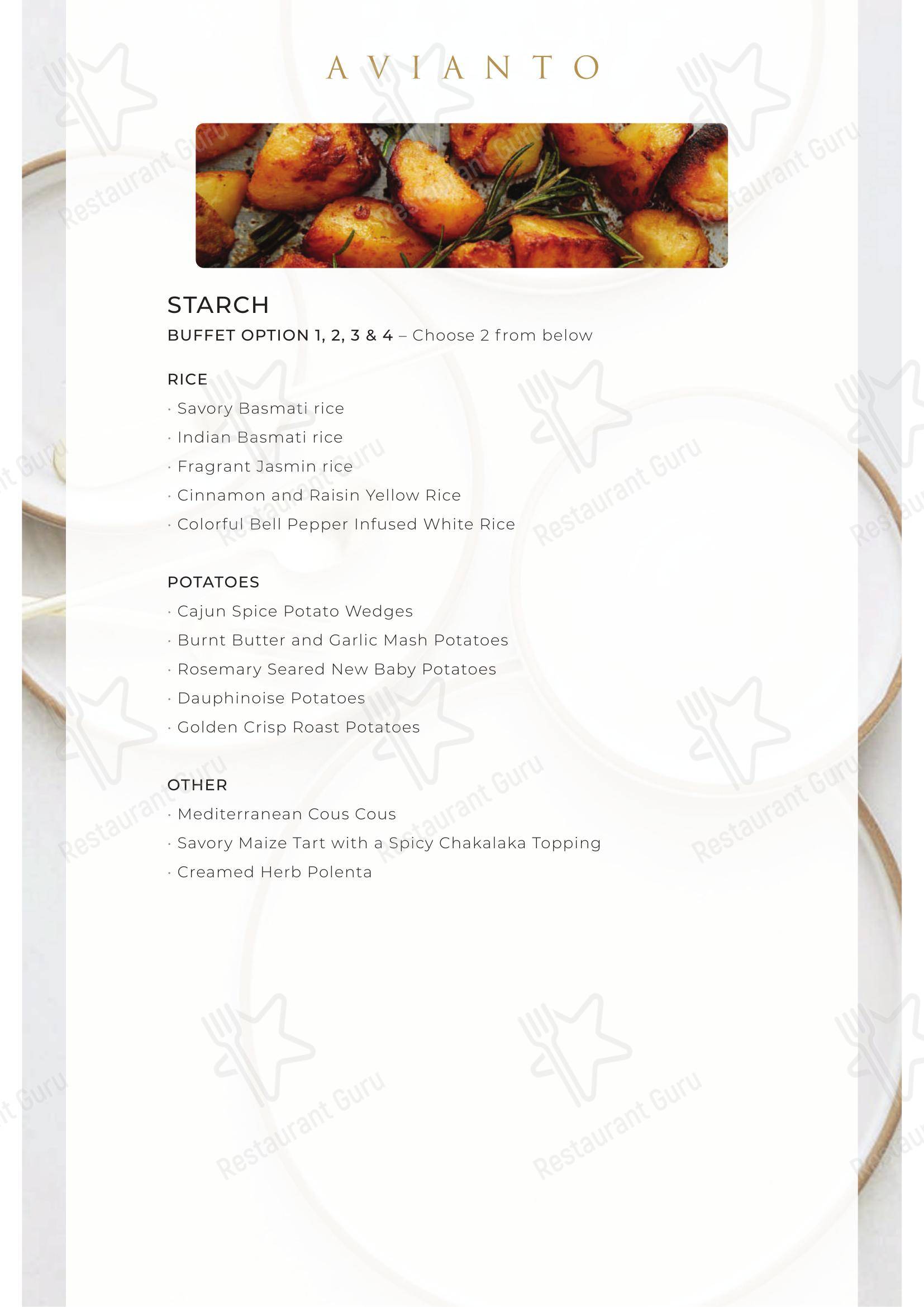 Takeaway Menu ресторана Restaurant Cielo @ Avianto