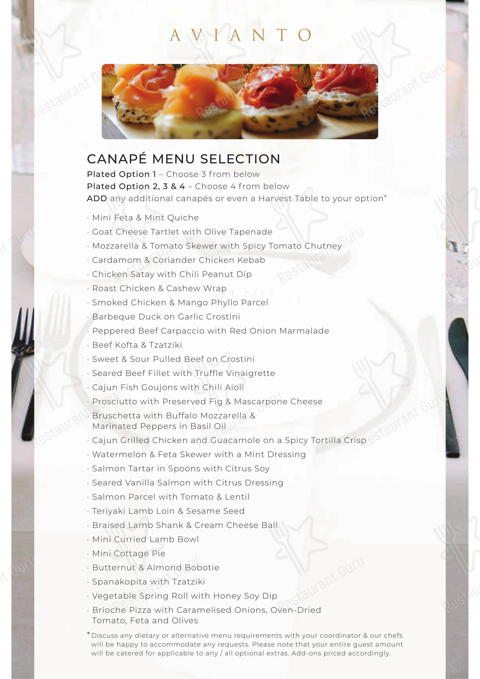 Коктейльная карта ресторана Restaurant Cielo @ Avianto в Рудепурте