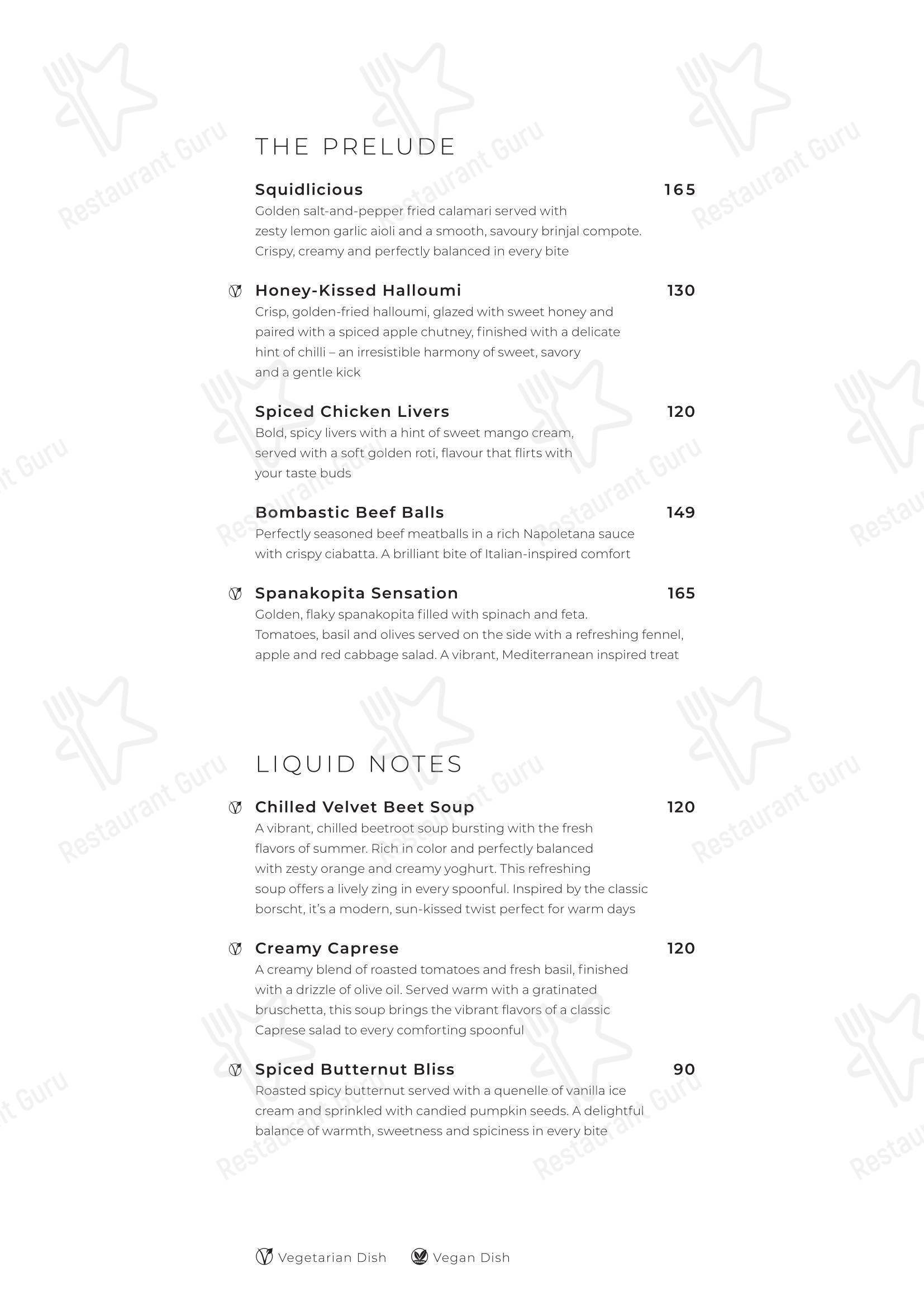 Bar Grill Menu ресторана Restaurant Cielo @ Avianto в Рудепурте