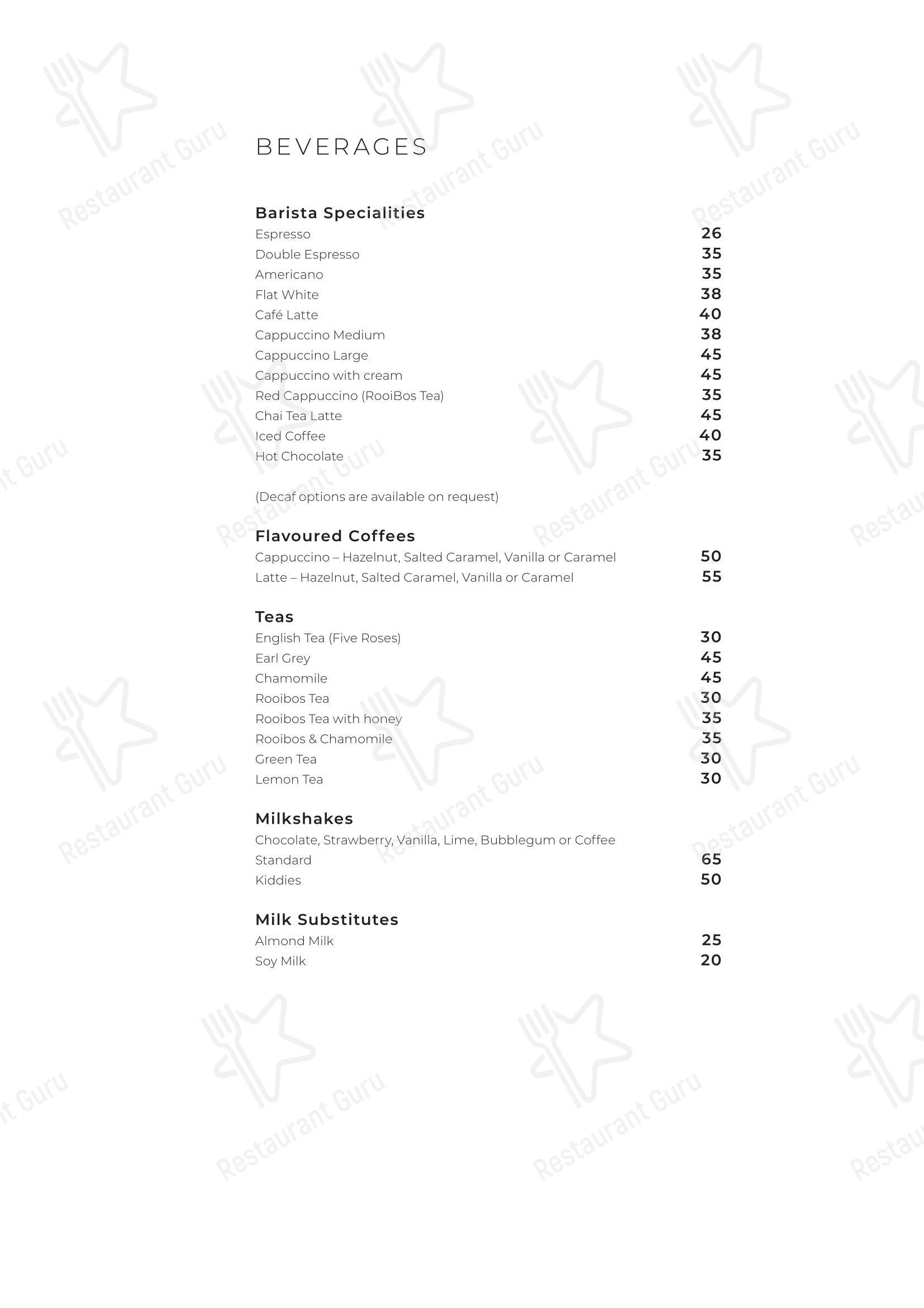 Bar Grill Menu ресторана Restaurant Cielo @ Avianto