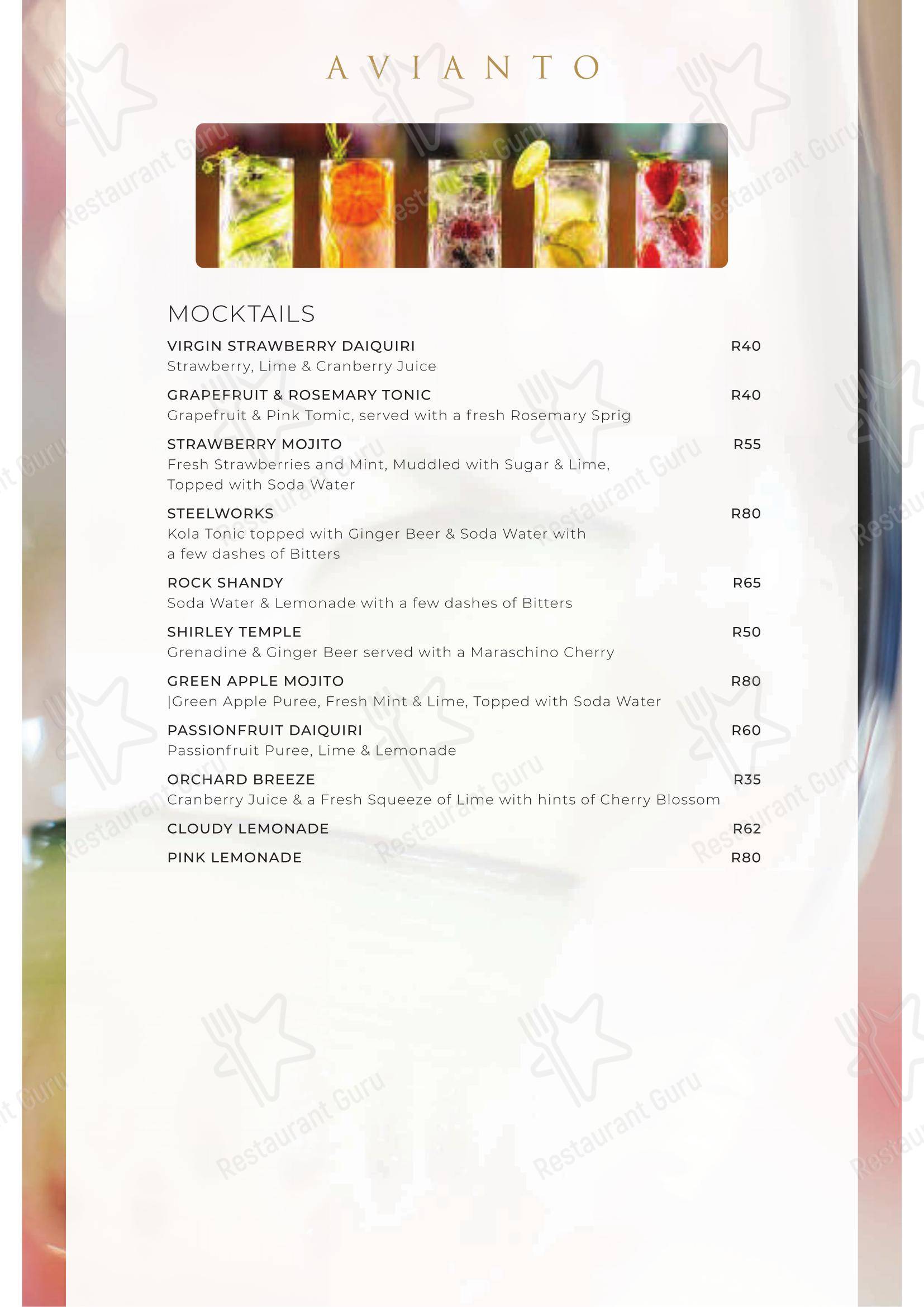 Takeaway Menu ресторана Restaurant Cielo @ Avianto