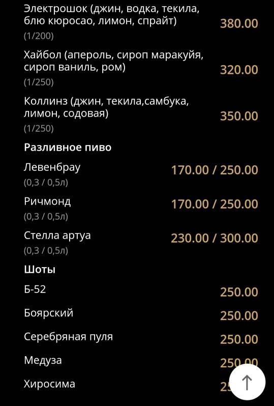 Ричмонд меню