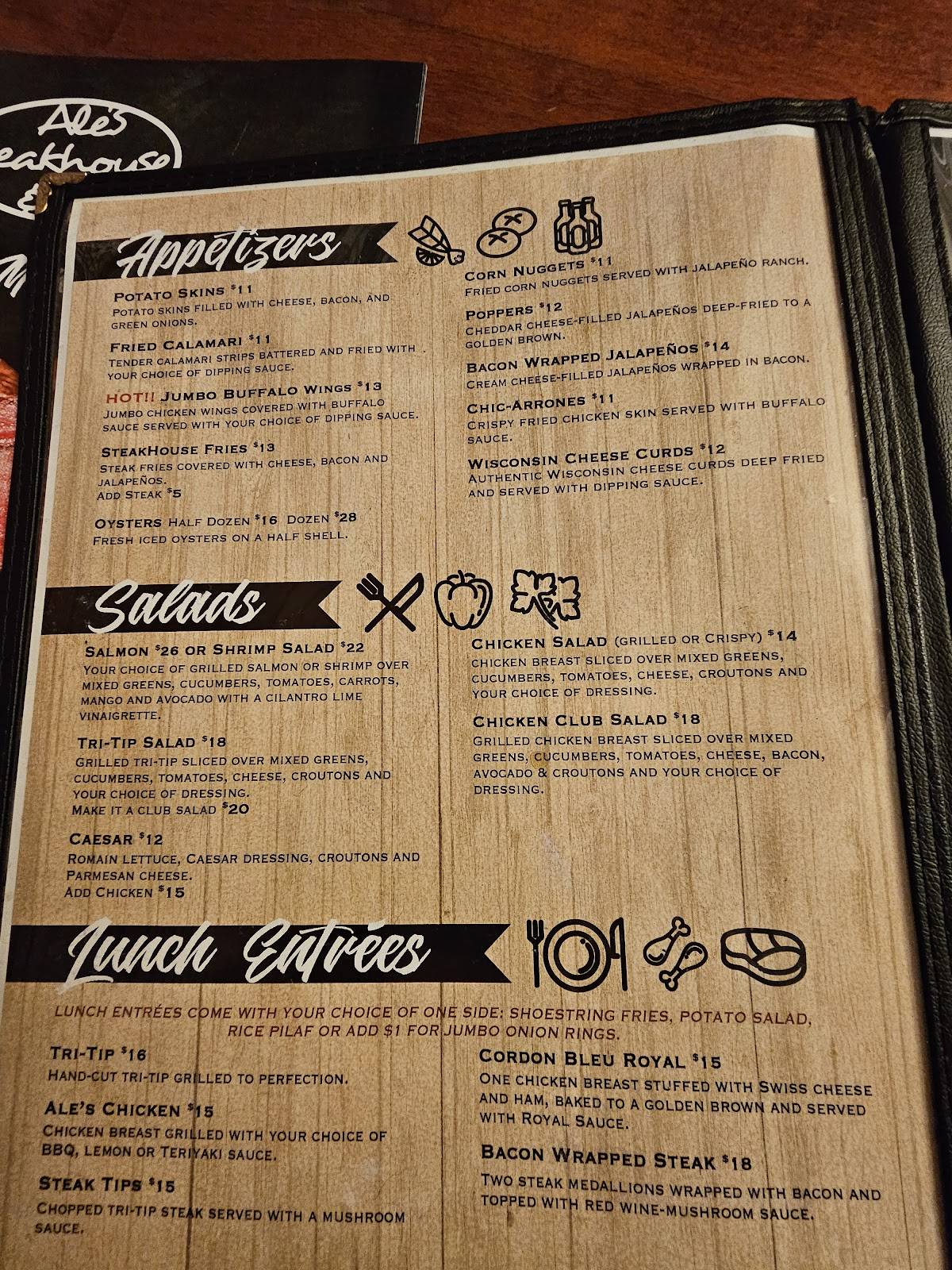 Ale's Steakhouse & Bar меню