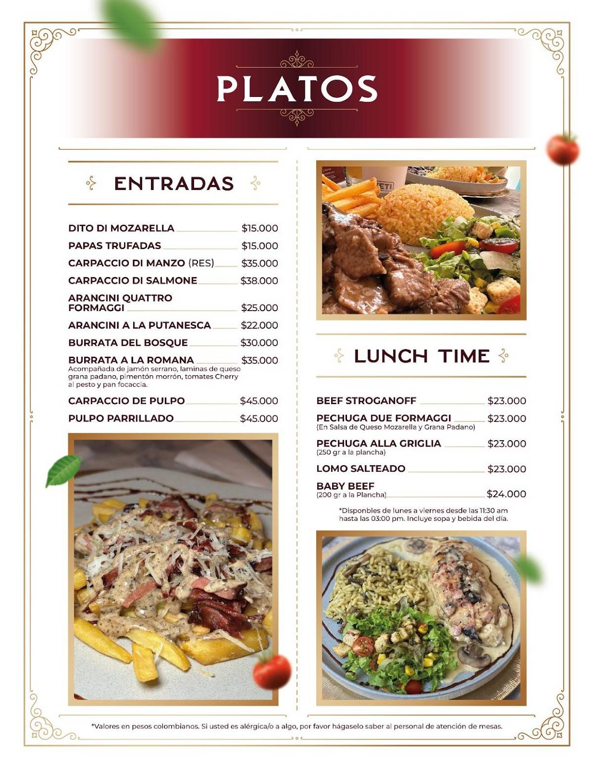 Portofino Ristorante меню