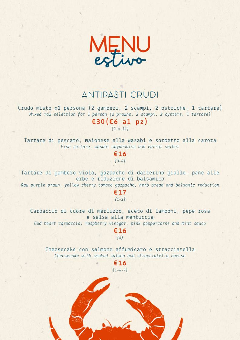 Ristorante Briseide меню